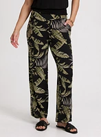 Pantalon à enfiler motif feuilles
