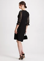 V-Neck Lace Detail Evening Dress