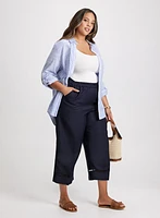 Capri jambe large en mélange de lin