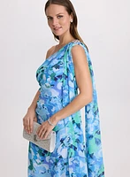 Floral Waterfall Drape Dress