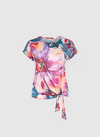 Floral Tied-Hem T-Shirt