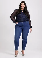 Rhinestone Embellished Slim Leg Jeans
