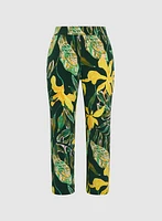 Palm Print Wide-Leg Pants
