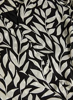 Leaf Print Tie-Front Blouse
