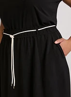 Drawstring Crinkled Maxi Skirt
