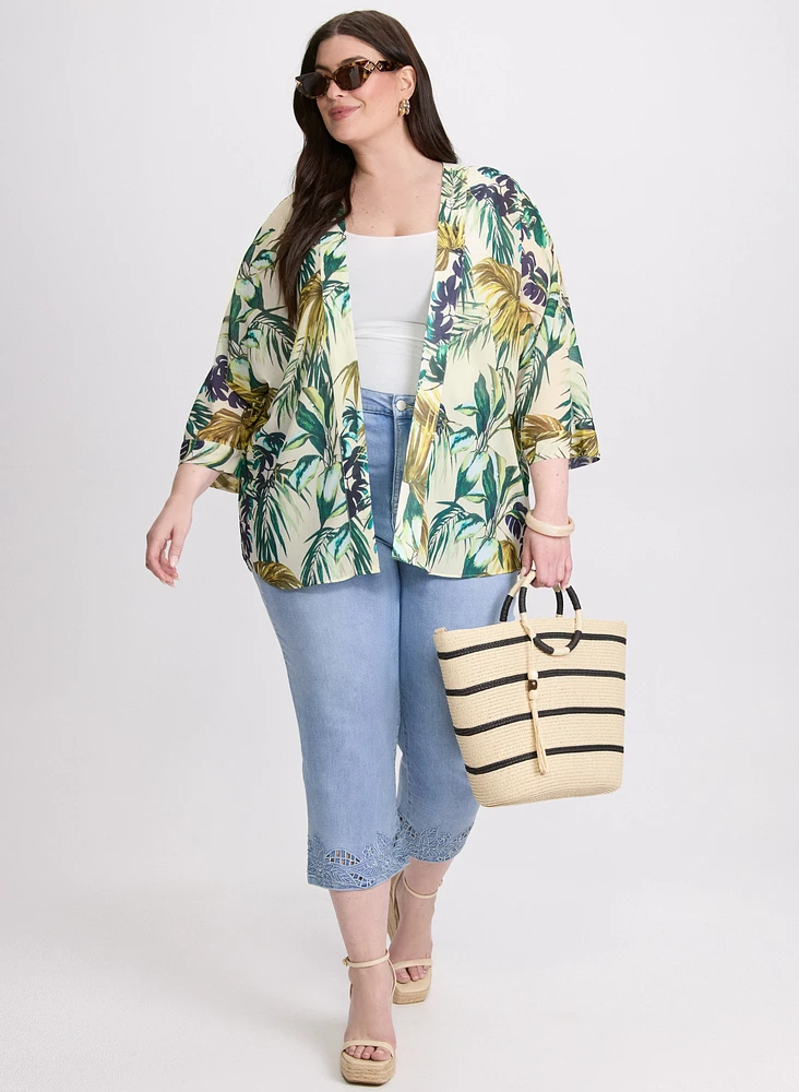 Palm Print Open Blouse