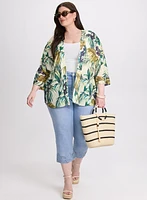 Palm Print Open Blouse