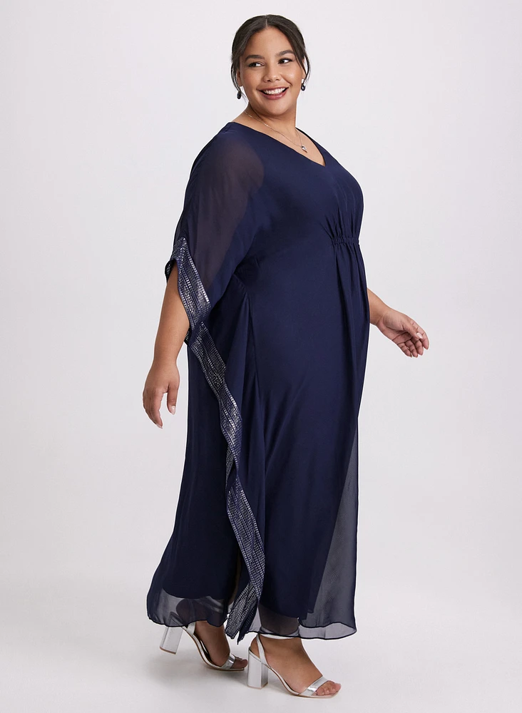 Foil Trim Kaftan Dress