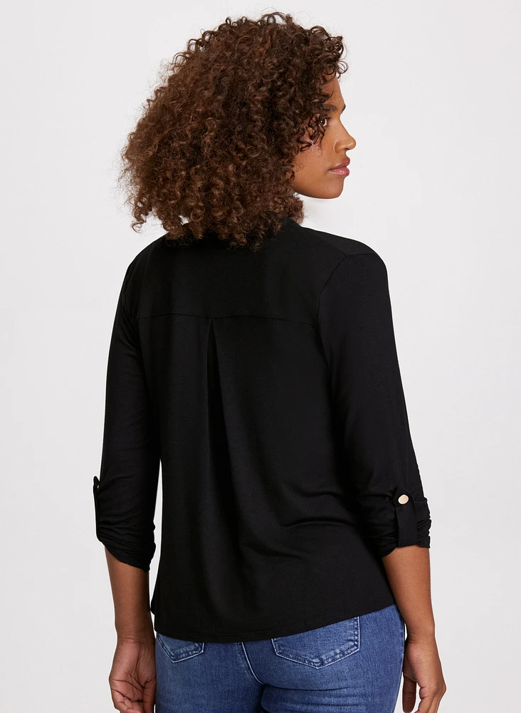 Button Detail Cascade Sweater