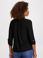 Button Detail Cascade Sweater
