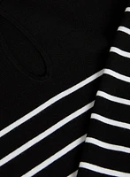 Striped Pearl Button Detail Sweater