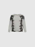 Lace Print Knit Pullover