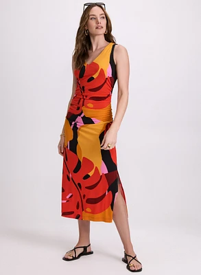 Robe maxi à motif feuilles