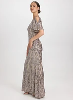 Sequined Floral Dress
