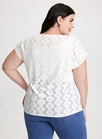 Tie-Front Eyelet Top