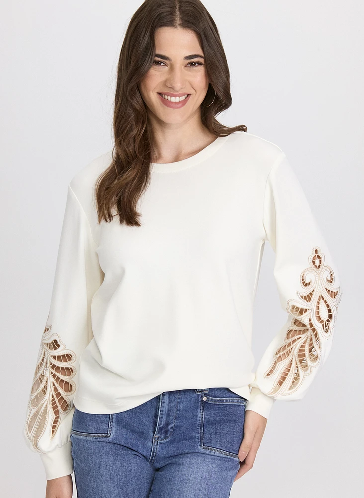 Embroidered Sleeve Top