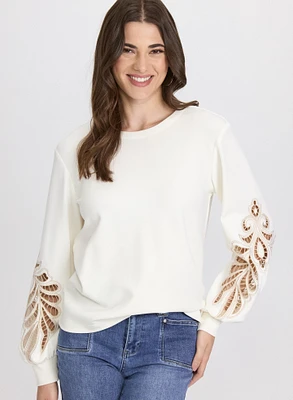 Embroidered Sleeve Top