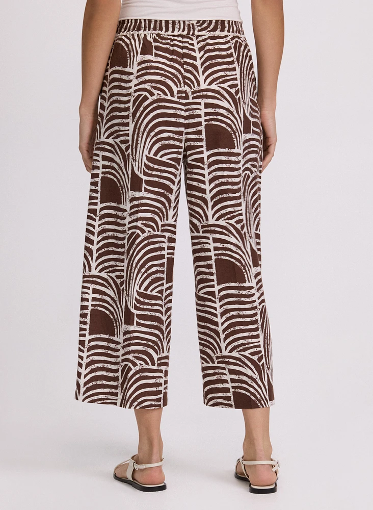 Abstract Linen-Blend Capris