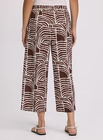 Abstract Linen-Blend Capris