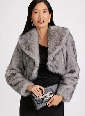 Manteau court en fausse fourrure