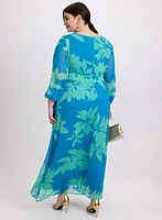 Leaf Print Twist Waist Dress
