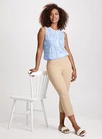 Sleeveless Floral Pleated Blouse