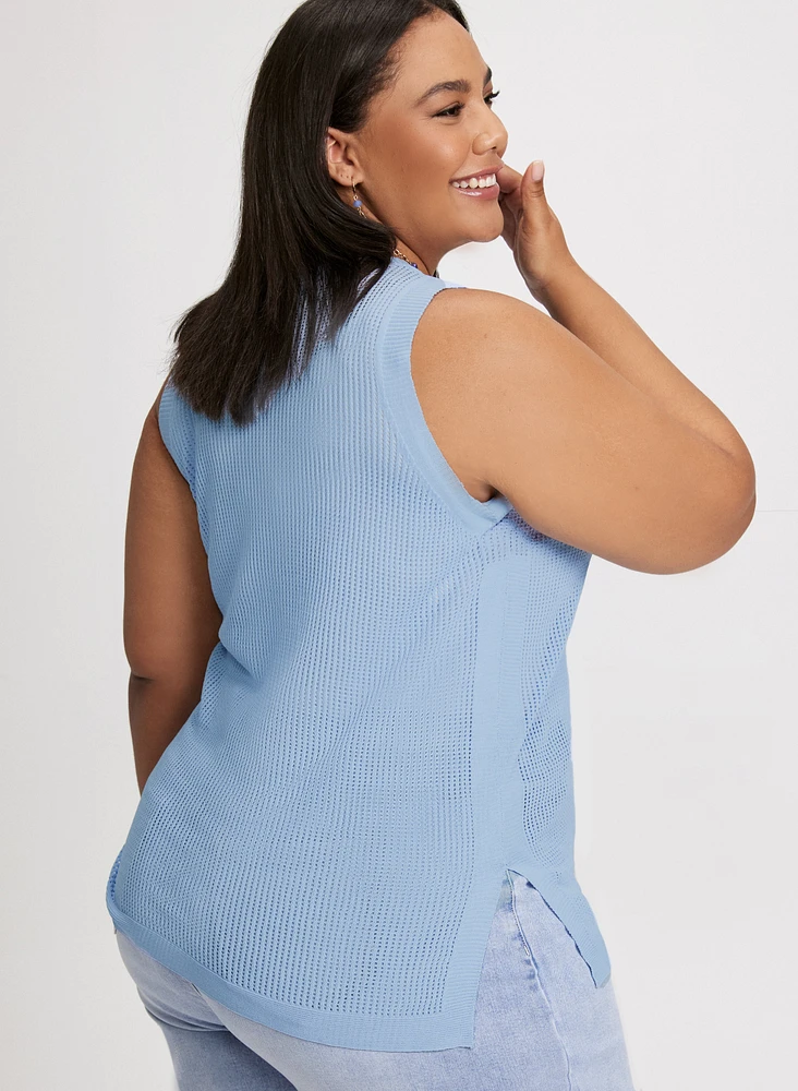 Sleeveless Open Knit Top