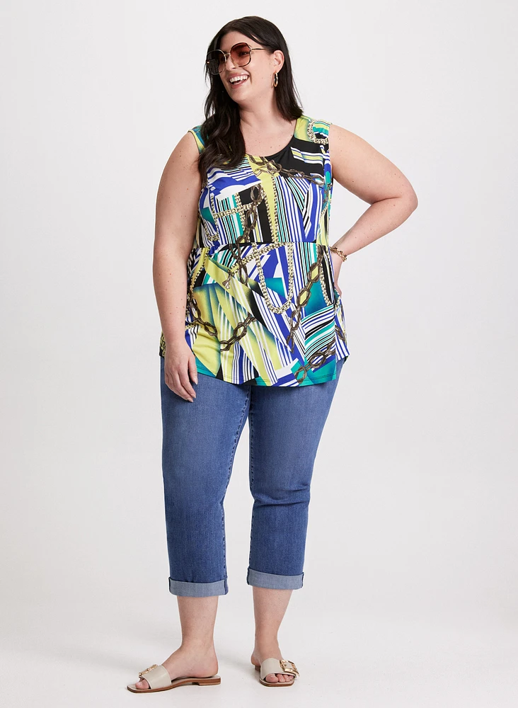 Geometric Print Sleeveless Top