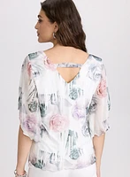 Mesh Rose Print Blouse