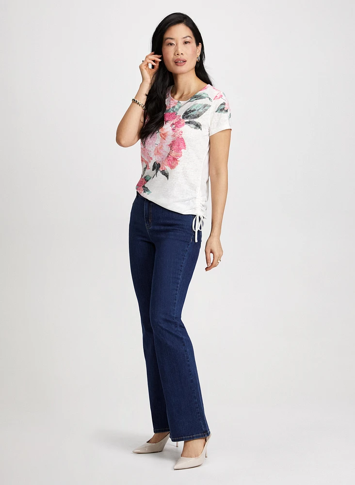 Floral Print Drawstring Tee