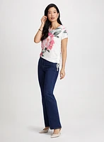 Floral Print Drawstring Tee