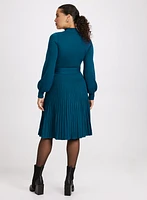 Pleated Skirt Sweater Dress