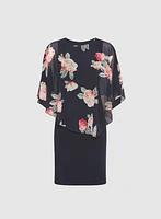 Chiffon Floral Pocho & Jersey Dress