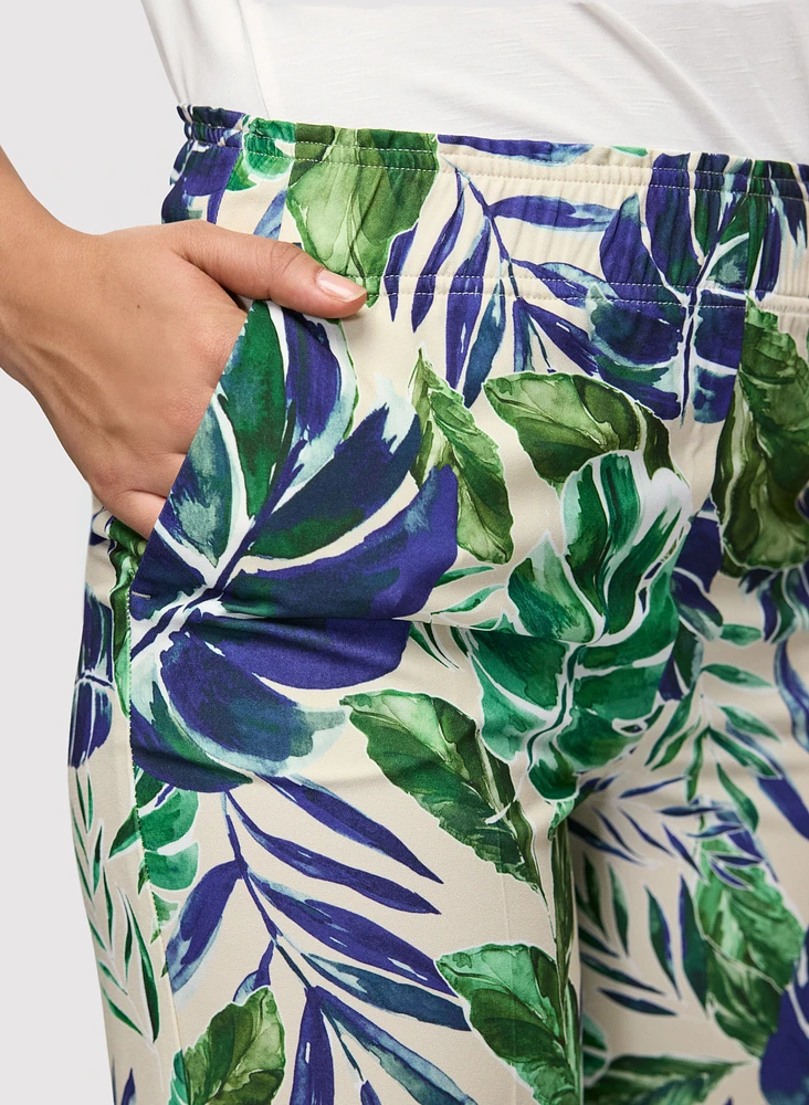 Palm Print Wide Leg Pants