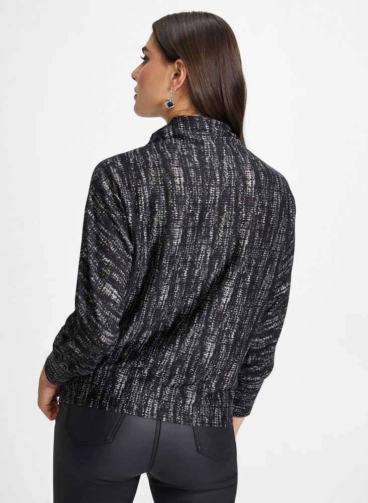 Marble Motif Funnel Neck Top