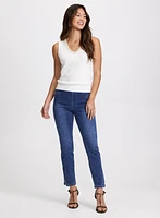 Embellished Hem Slit Jeans