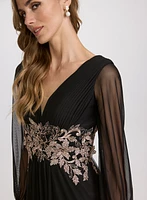 Metallic Floral Appliqué Dress