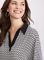 Geometric Contrast Blouse