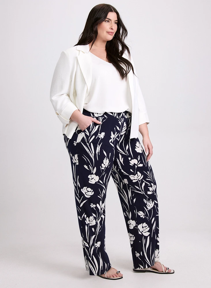 Wide-Leg Floral Print Pants