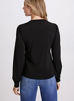 Split V-Neck Top