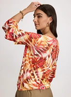 Tropical Pinched Sleeve Top