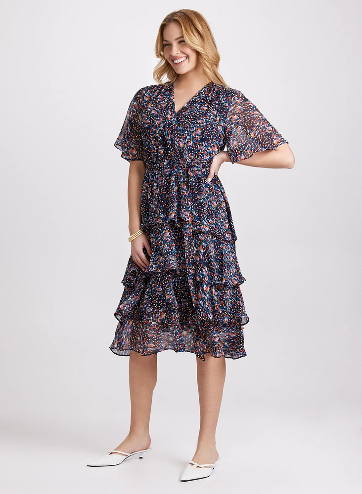 Tiered Confetti Print Dress