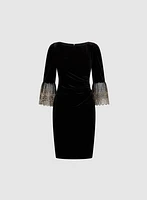 Mesh Bell Sleeve Velvet Dress
