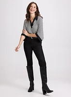 Geometric Contrast Blouse