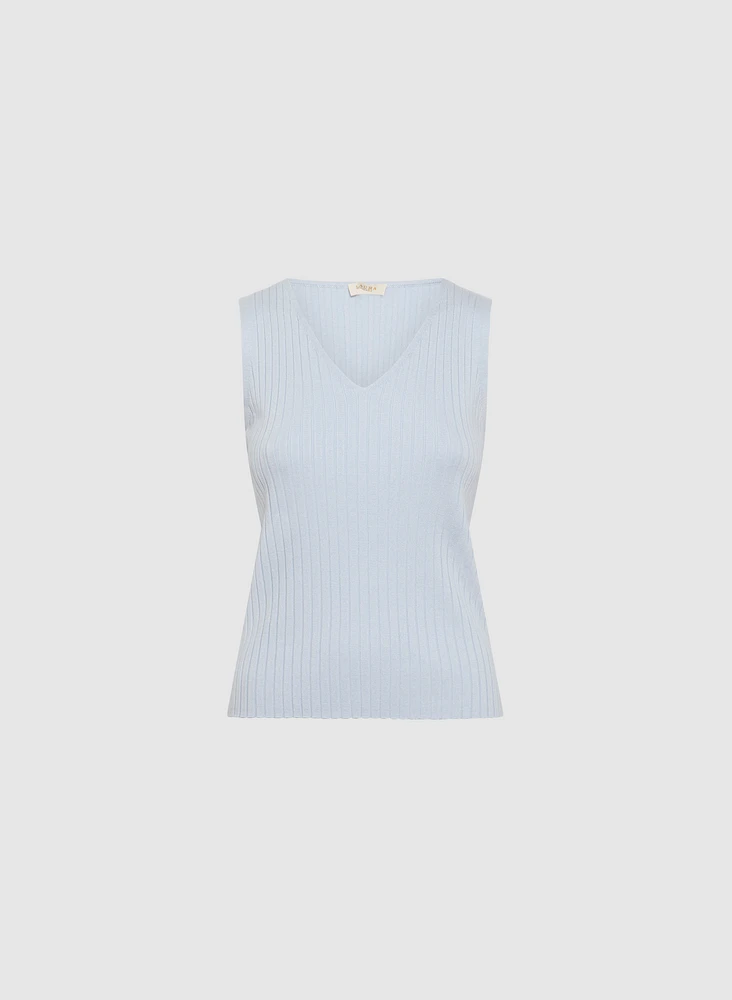 Sleeveless Ribbed Knit Sweater