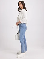 Tonal Stone Embellished Straight-Leg Jeans