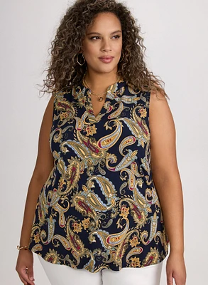 Paisley Split Neck Blouse