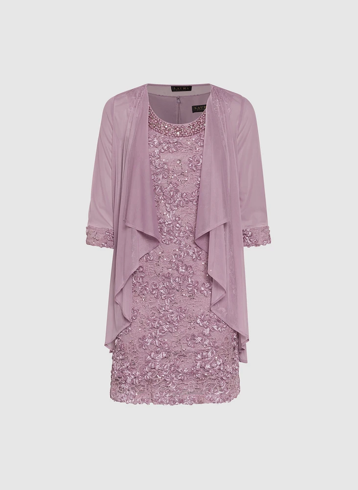 Soutache Embroidered Dress & Jacket Set