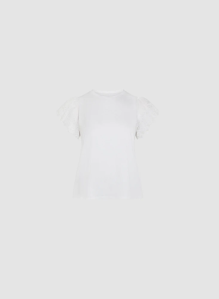 Eyelet Sleeve Tee