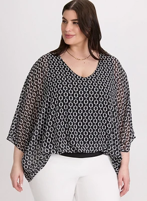 Geometric Chiffon Blouse